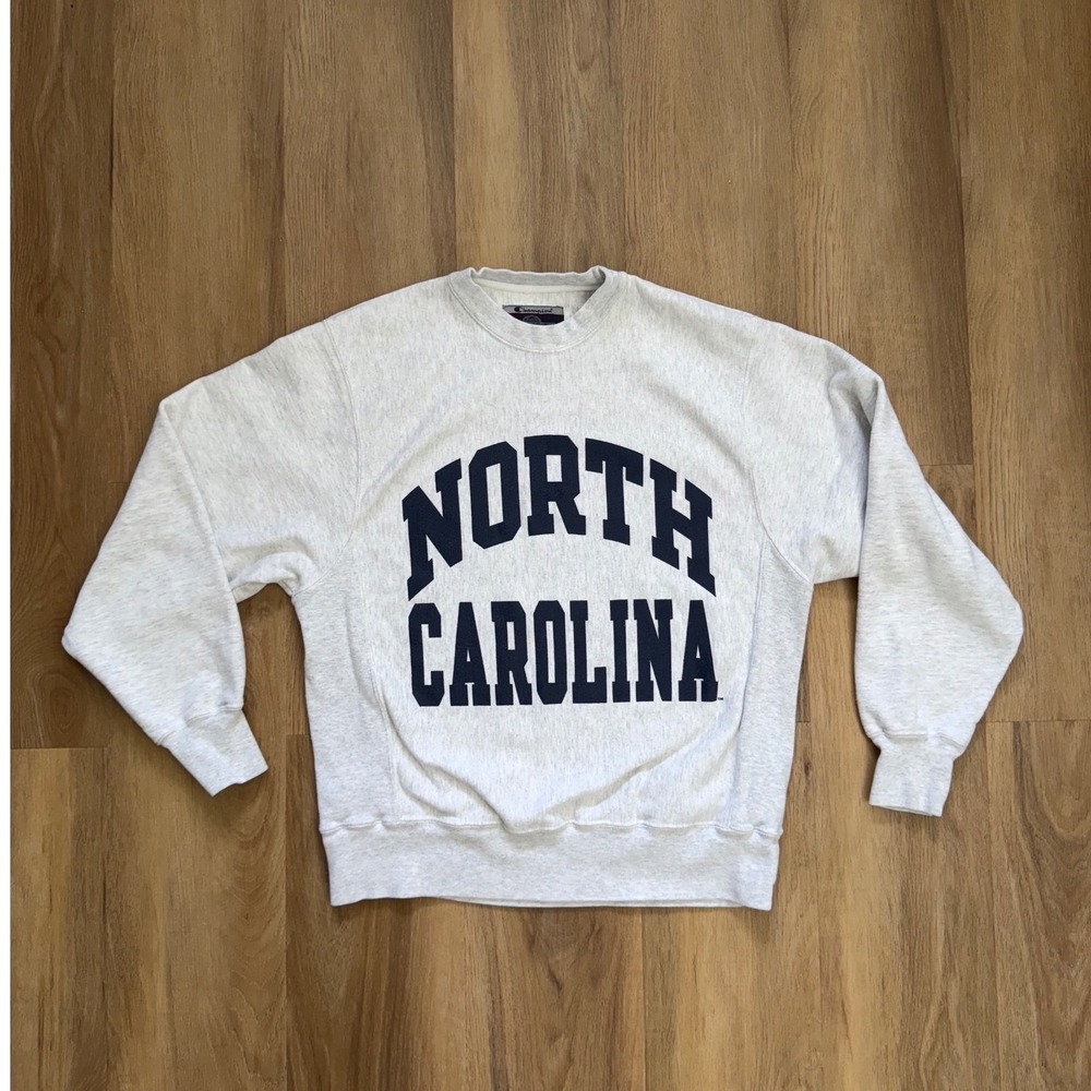 Vintage Champion Reverse Weave North Carolina Sweatshirt Gray Small Collegiate